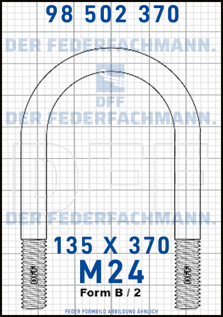 Blattfederbuegel  M24  Breite 135mm - Laenge 370mm Form B