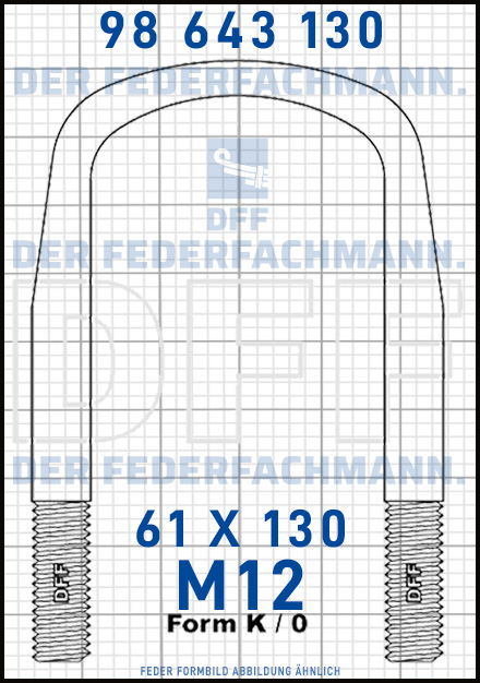 Blattfederbügel  M12 Breite  61mm - Länge 130mm Form K