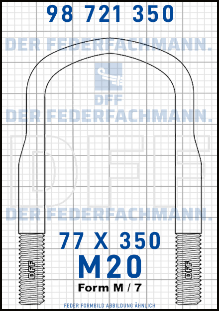 Blattfederbügel M20 Breite 77mm Länge 350mm Form M