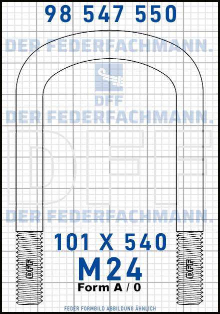Blattfederbügel M24 Breite 101mm Länge 540mm Form A