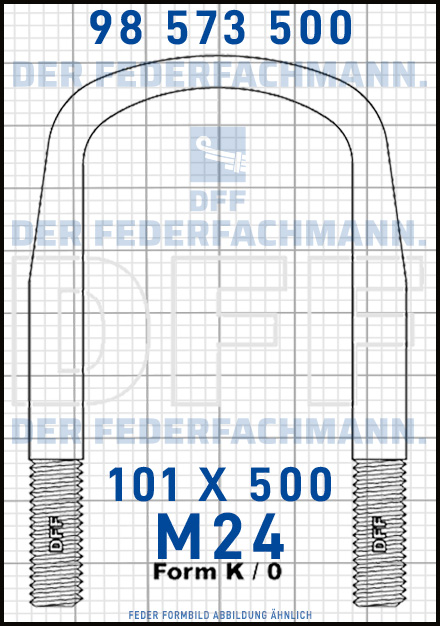 Blattfederbügel  M24 Breite  101mm - Länge 500mm Form K