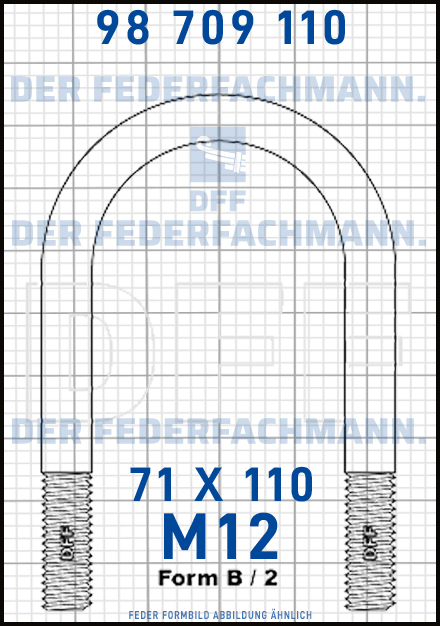 Blattfederbügel  M12 Breite  71mm - Länge 110mm Form B