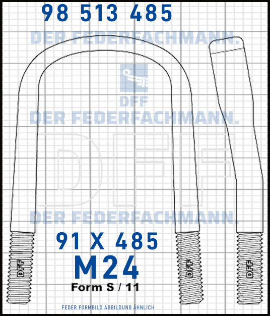 Blattfederbügel  M24 Breite  91mm - Länge 485mm Form S