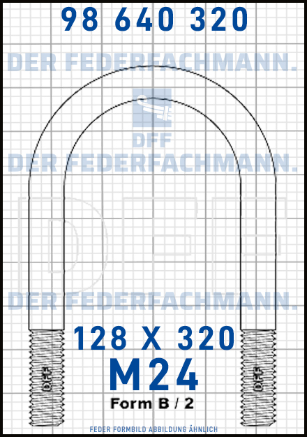 Blattfederbügel  M24 Breite  128mm - Länge 320mm Form B