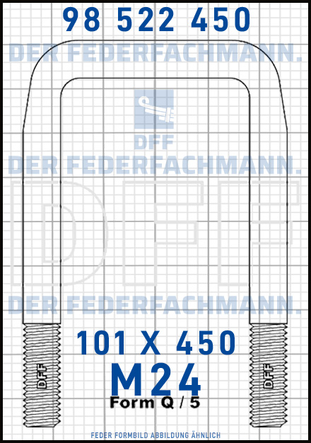 Blattfederbügel  M24 Breite  101mm - Länge 450mm Form Q