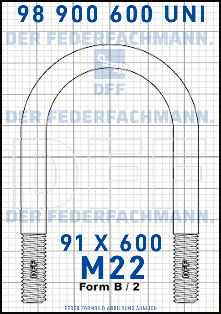 Federbuegel Form B  M22 - 91x600 - Form B