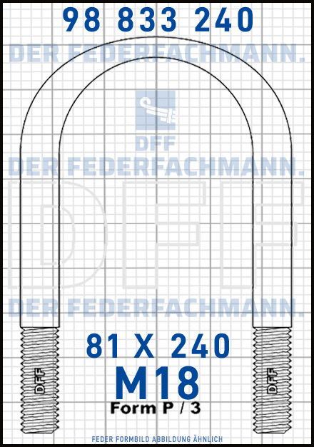 Blattfederbügel  M18 Breite  81mm - Länge 240mm Form P