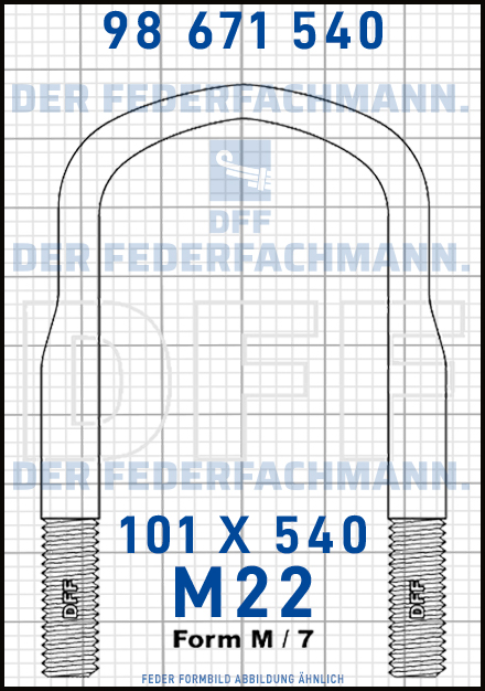 Blattfederbügel M22 Breite 101mm Länge 540mm Form M