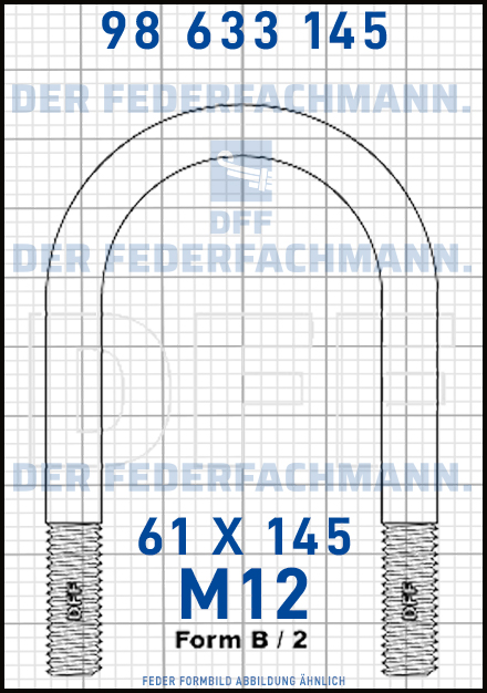 Blattfederbügel  M12 Breite  61mm - Länge 145mm Form B