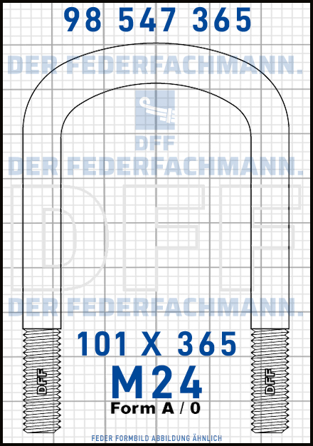Blattfederbügel M24 Breite 101mm Länge 365mm Form A