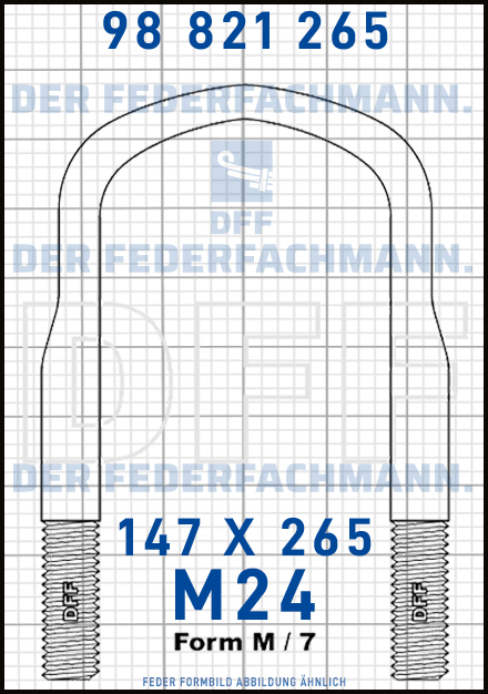 Blattfederbügel M24 Breite 147mm Länge 265mm Form M