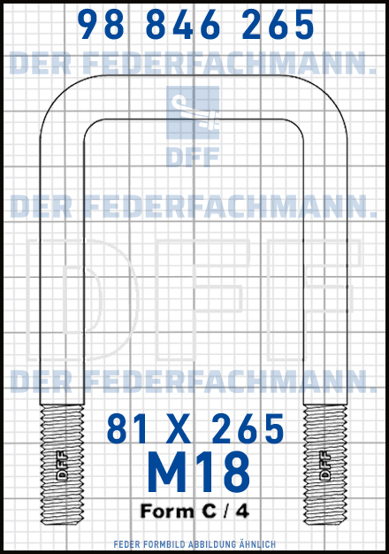 Blattfederbügel  M18 Breite  81mm - Länge 265mm Form C
