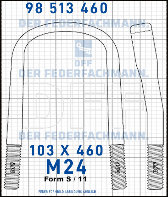 Blattfederbügel  M24 Breite  103mm - Länge 460mm Form S