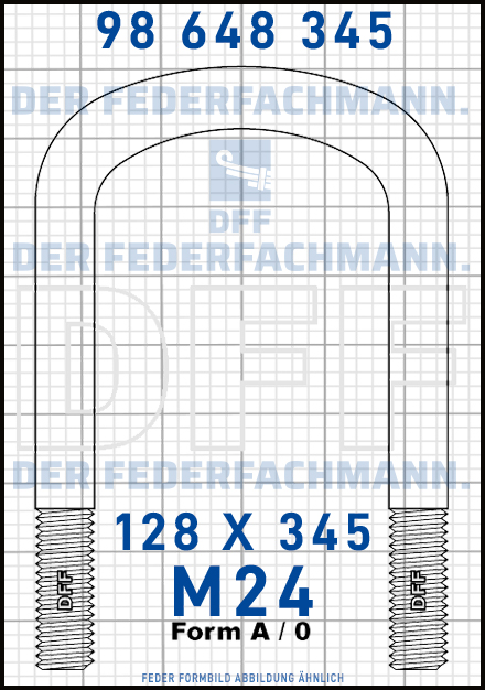 Blattfederbügel  M24 Breite 128mm - Länge 345mm Form A
