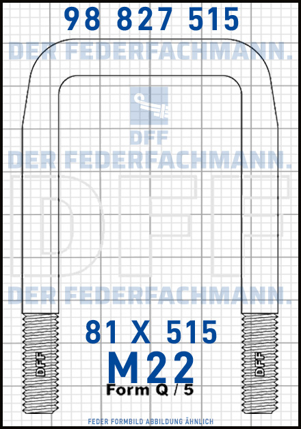 Blattfederbügel  M22 Breite  81mm - Länge 515mm Form Q