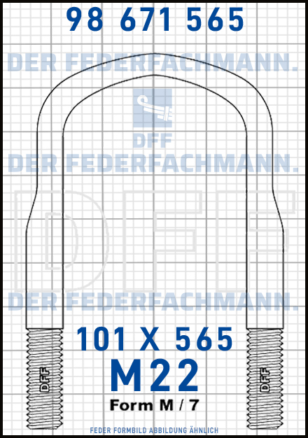 Blattfederbügel M22 Breite 101mm Länge 565mm Form M