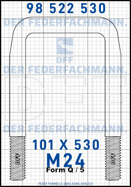 Blattfederbügel  M24 Breite  101mm - Länge 530mm Form Q