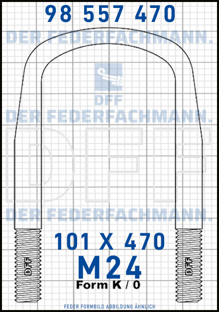Blattfederbügel  M24 Breite  101mm - Länge 470mm Form K