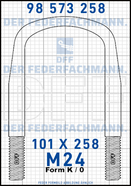 Blattfederbügel  M24 Breite  101mm - Länge 258mm Form K