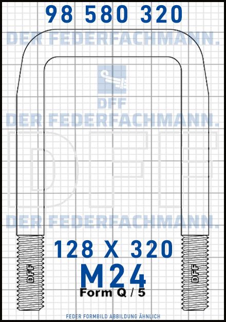 Blattfederbügel  M24 Breite  128mm - Länge 320mm Form Q