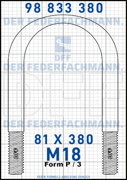 Blattfederbügel  M18 Breite  81mm - Länge 380mm Form P