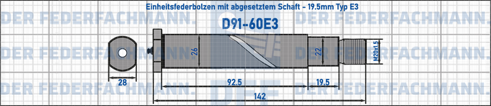Federbolzen E3 - 26mm x 142mm