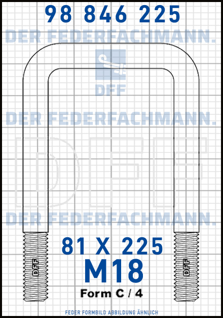 Blattfederbügel  M18 Breite  81mm - Länge 225mm Form C