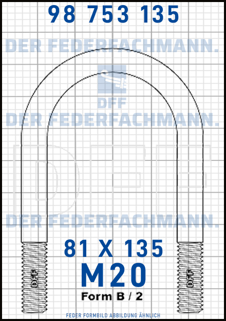 Blattfederbügel  M20 Breite  81mm - Länge 135mm Form B