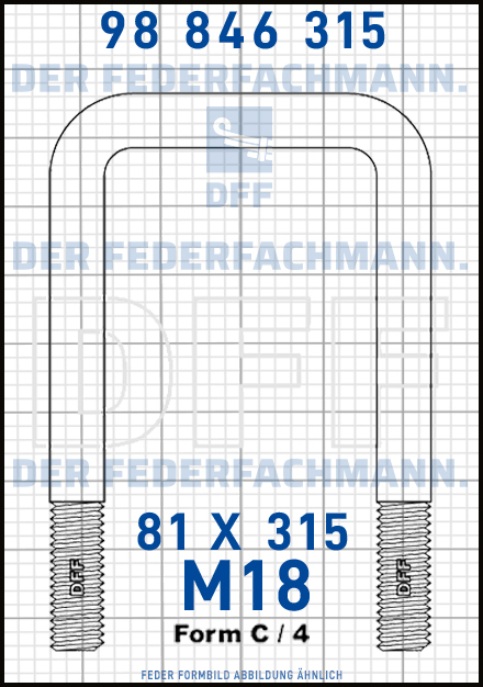 Blattfederbügel  M18 Breite  81mm - Länge 315mm Form C