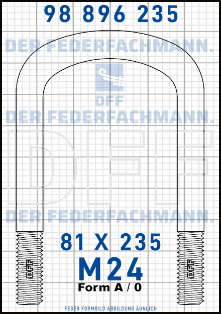 Blattfederbügel  M24 Breite  81mm - Länge 235mm Form A