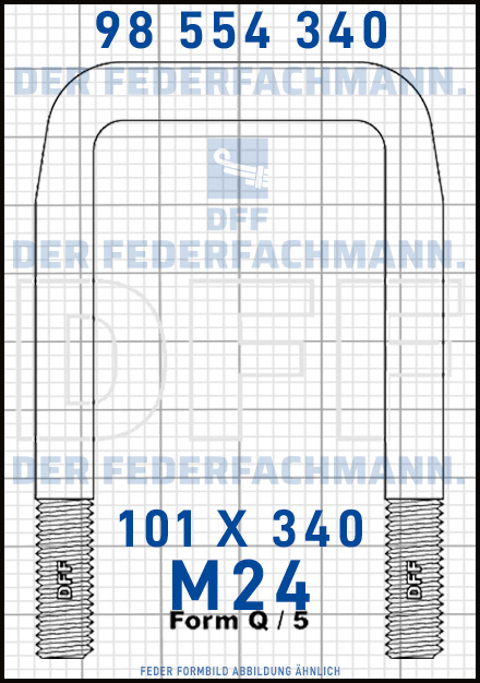Blattfederbügel  M24 Breite  101mm - Länge 340mm Form Q