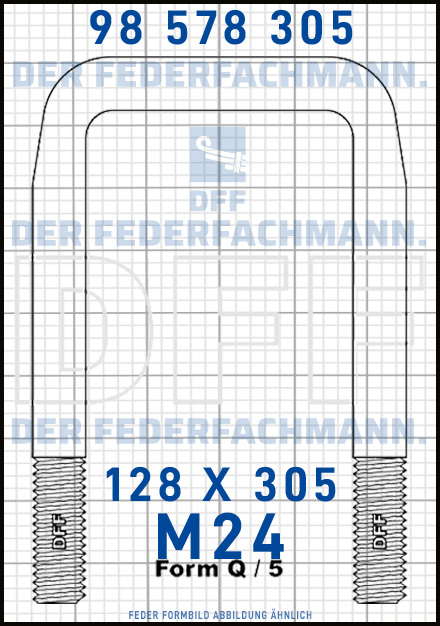 Blattfederbügel  M24 Breite  128mm - Länge 305mm Form Q