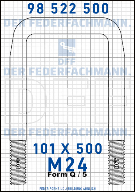 Blattfederbügel  M24 Breite  101mm - Länge 500mm Form Q