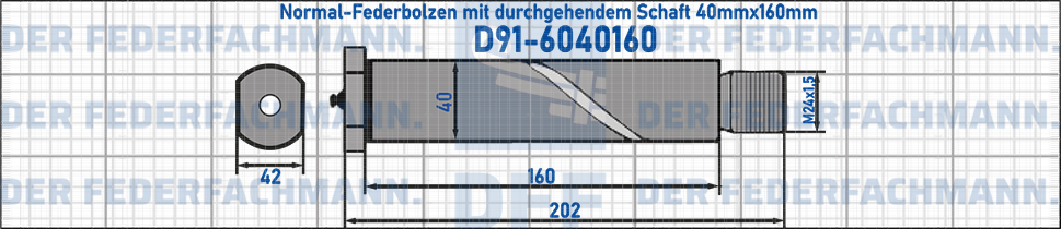 Normal-Federbolzen mit durchgehendem Schaft 40mmx160mm